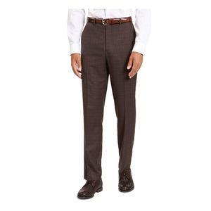 SEANJOHN Mens Brown Flat Front Stretch Tattersall Suit Separate Pants W32/ L32
